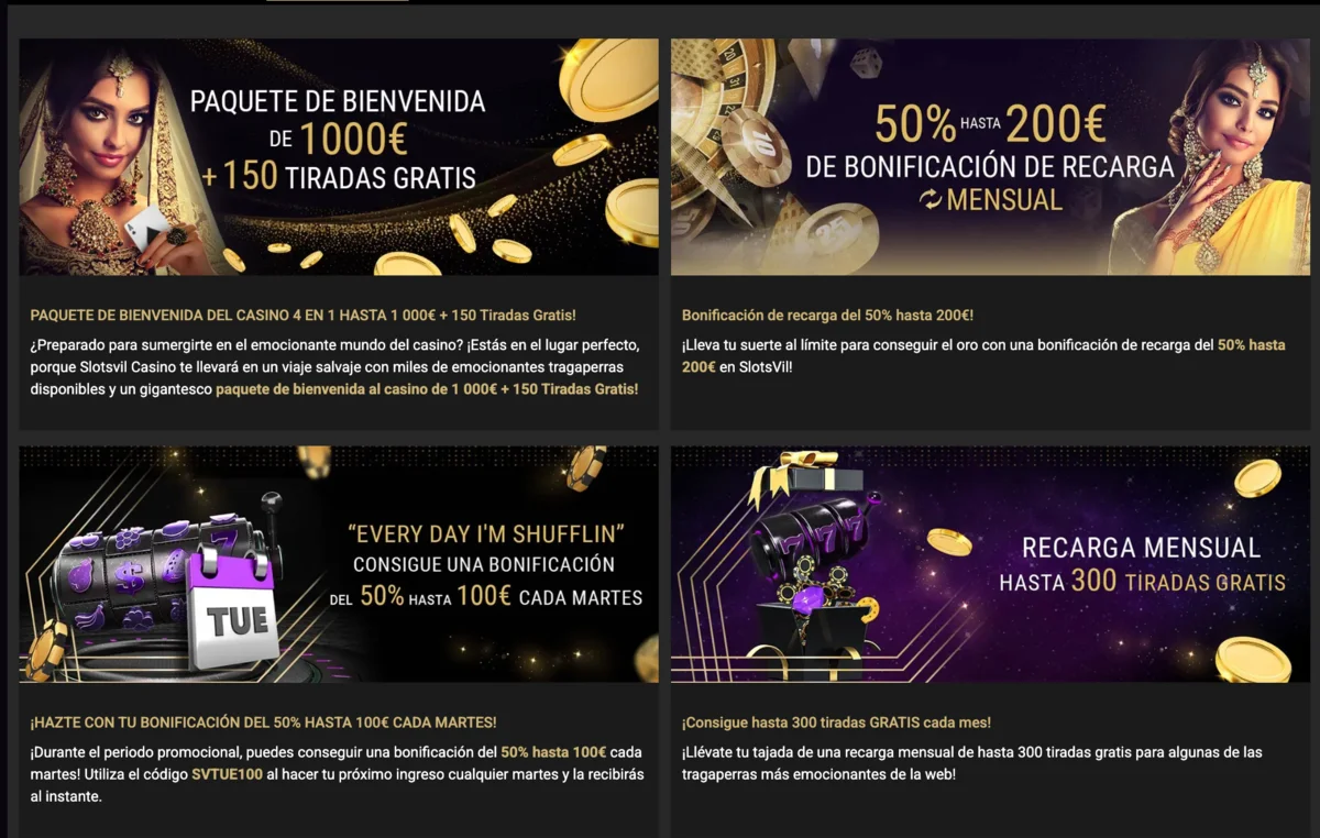 Bonos y Promociones de Slotsvil Casino