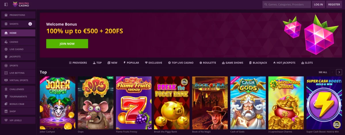 Malina Casino – Casino con Visa para todos
