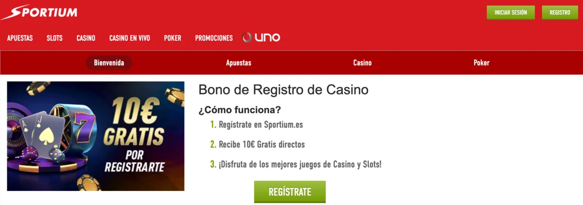 sportium casino 10 eros gratis bono